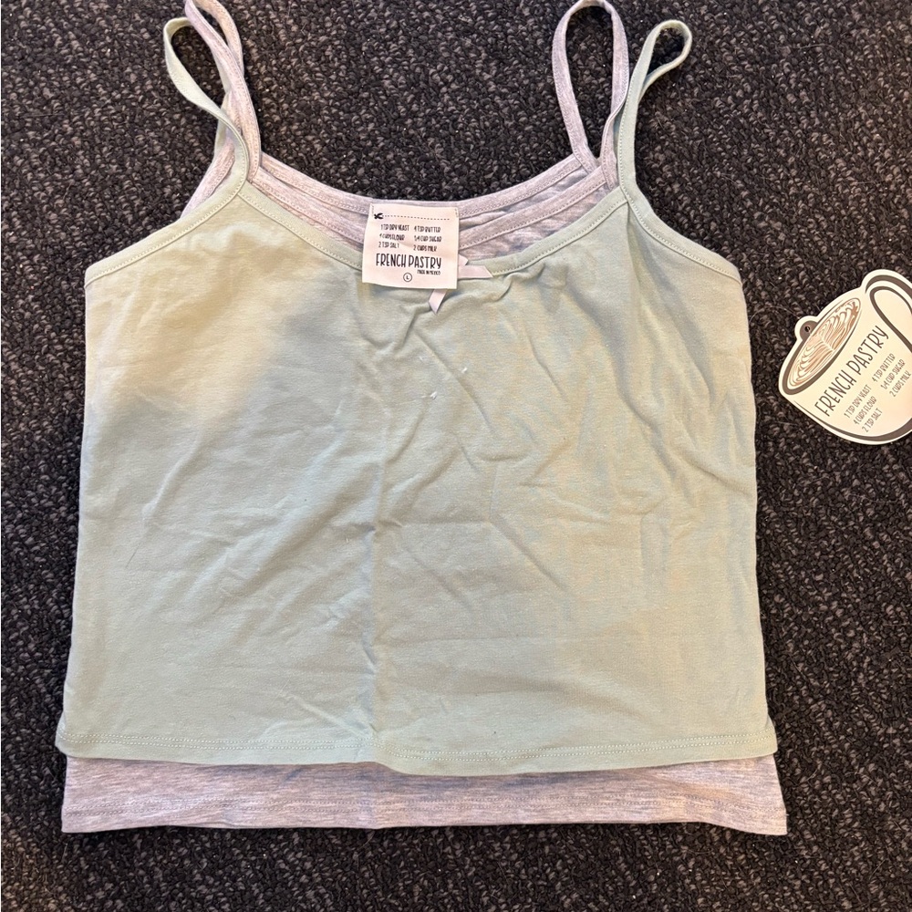 Franco Patino Light Green and Gray Tank Top Set